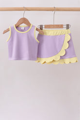 Lavender Performance Scalloped Skorts Set - Aaria Tees