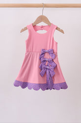 Pink scalloped bow active dress - Aaria Tees