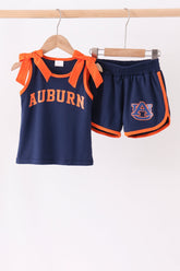 Navy Auburn active shorts set - Aaria Tees
