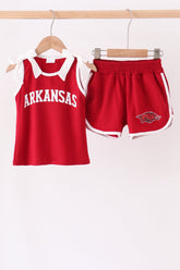 Maroon Arkansas active shorts set - Aaria Tees