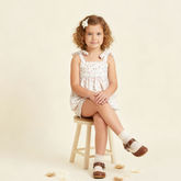 Organic Tie Up Top & Shorts Set - Pink Bloom - Aaria Tees