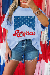 Myosotis America Fashion Print Relaxed T Shirt - Aaria Tees