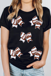Black Rugby Football Bowknot Pattern Game Day T Shirt - Aaria Tees