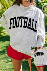 Light Grey FOOTBALL GAMEDAY Double Side Printed High Neck Reversible Sweatshirt - Aaria Tees