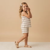 Organic Tank Top & Shorts Set - Terra Stripes - Aaria Tees