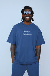 Friends In High Places (Navy - Oversize Shirt) - Aaria Tees