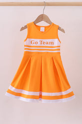 Premium Orange Tennessee Go Team embroidery ruffle dress - Aaria Tees