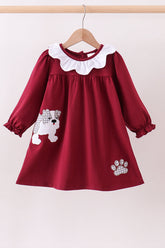 Premium Maroon Georgia bulldog applique dress - Aaria Tees