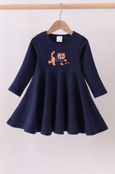 Premium Navy Clemson tiger applique dress - Aaria Tees