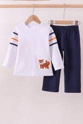 Premium Navy Auburn tiger applique pants set - Aaria Tees