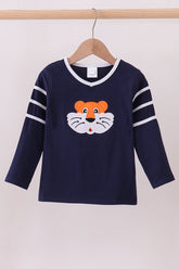 Premium Navy Auburn tiger applique top - Aaria Tees