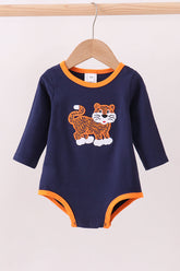 Premium Navy Auburn tiger applique bubble - Aaria Tees