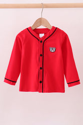 Premium Red Georgia bulldog embroidery cardigan - Aaria Tees