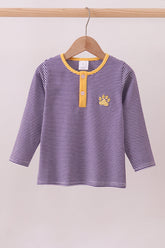 Premium Purple LSU stripe embroidery top - Aaria Tees
