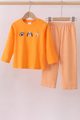 Premium Orange Tennessee football embroidery gingham pants set - Aaria Tees