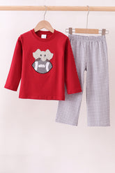 Premium Maroon Alabama elephant applique pants set - Aaria Tees