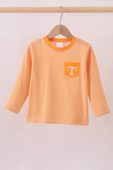 Premium Orange Tennessee embroidery gingham top - Aaria Tees