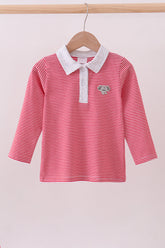 Premium Red Tennessee stripe elephant embroidery button down shirt - Aaria Tees