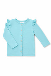 Aqua Ruffle Cardigan - Aaria Tees