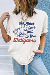 White Take me out to the Ballgame Casual Tee - Aaria Tees