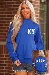 Dark Blue KY KENTUCKY Printed Mock Neck Sweatshirt - Aaria Tees