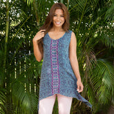 Center Lane Embroidered Sleeveless Tunic - Aaria Tees