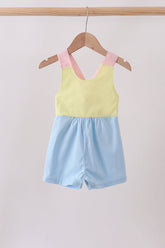 Yellow & blue ruffle bow bubble - Aaria Tees