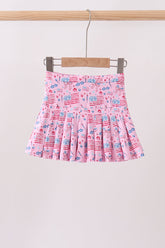 Pink flag star print skorts - Aaria Tees