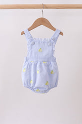 Blue stripe seersucker lemon embroidery ruffle bubble - Aaria Tees