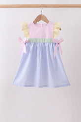 Pink&blue seersucker ruffle dress - Aaria Tees