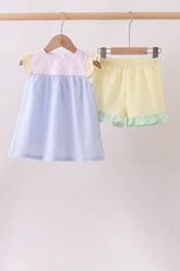 Colorblock ruffle shorts set - Aaria Tees