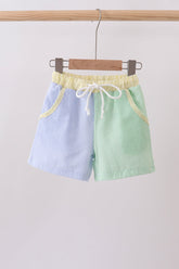 Blue&green seersucker shorts - Aaria Tees