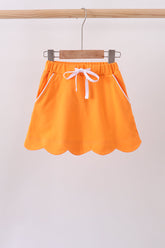Orange scallop hem bow skort - Aaria Tees