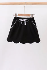 Black scallop hem bow skort - Aaria Tees