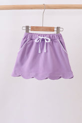 Dark purple scallop hem bow skort - Aaria Tees