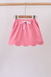 Deep pink scallop hem bow skort - Aaria Tees