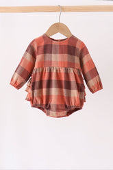 Rust Plaid Ruffle Bubble - Aaria Tees