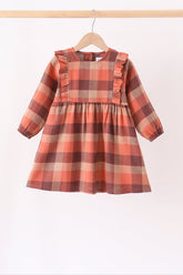 Rust Plaid Ruffle Dress - Aaria Tees