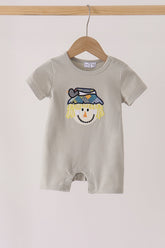 Gray Scarecrow Embroidery Romper - Aaria Tees