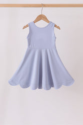 Dusty Blue Scalloped Dress - Aaria Tees