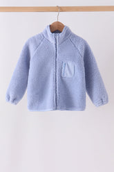 Blue fleece zipper jacket - Aaria Tees