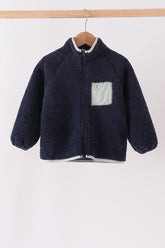 Navy fleece zipper jacket - Aaria Tees
