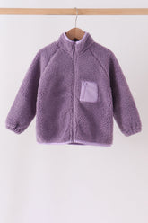 Purple fleece zipper jacket - Aaria Tees