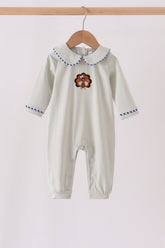 Sage turkey embroidery romper - Aaria Tees