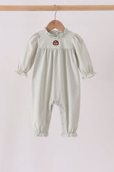 Sage turkey embroidery ruffle romper - Aaria Tees