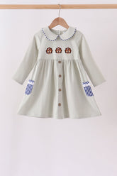 Sage turkey embroidery dress - Aaria Tees