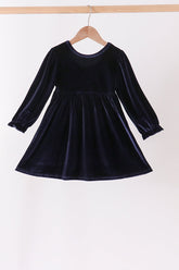 Navy velvet bow dress - Aaria Tees