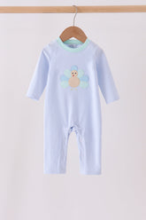 Blue turkey embroidery stripe romper - Aaria Tees