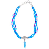 Hand Beaded Feather & Tree of Life Anklet - Aaria Tees