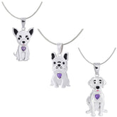 Sterling & Crystal Pup Necklace - Aaria Tees